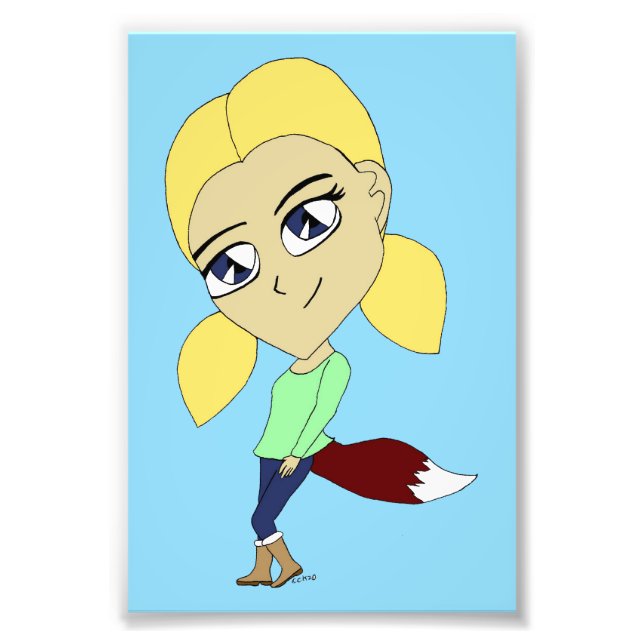 Chibi-foxy-flicka Fototryck (Framsidan)