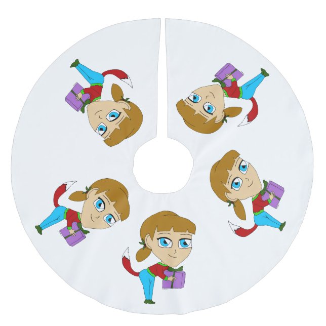 chibi foxy flicka  julgransmatta borstad polyester (Framsidan)
