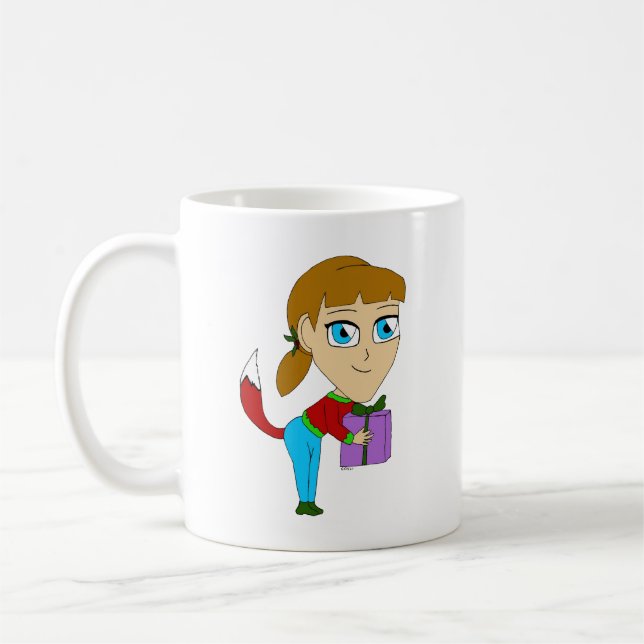 Chibi-foxy-flicka Kaffemugg (Vänster)