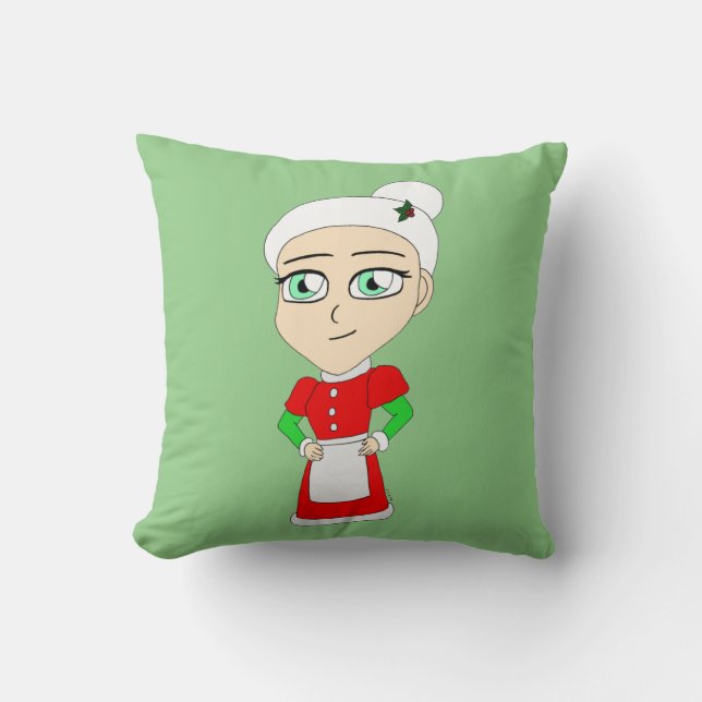chibi fru julklapp knapp kudde (Framsida)