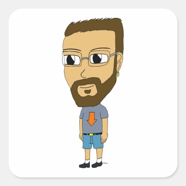 chibi fyrkantigt klistermärke (Framsida)