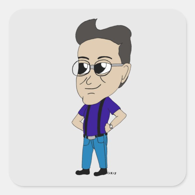 chibi fyrkantigt klistermärke (Framsida)
