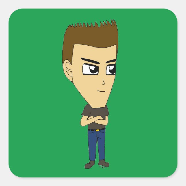 chibi fyrkantigt klistermärke (Framsida)