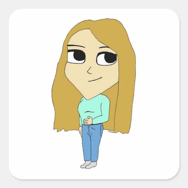 chibi fyrkantigt klistermärke (Framsida)