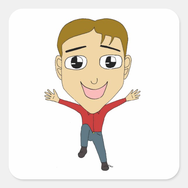 chibi fyrkantigt klistermärke (Framsida)