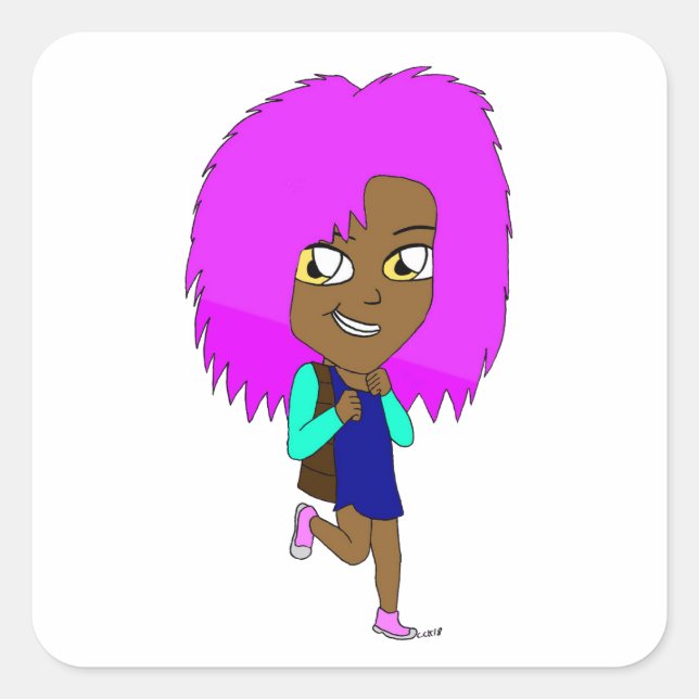 chibi fyrkantigt klistermärke (Framsida)
