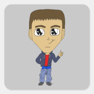 chibi fyrkantigt klistermärke