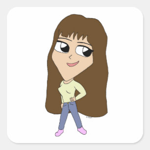 chibi fyrkantigt klistermärke