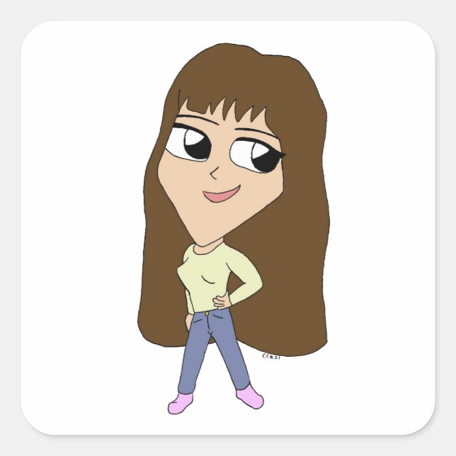 chibi fyrkantigt klistermärke (Framsida)