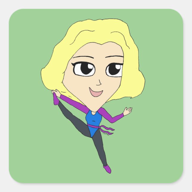 chibi fyrkantigt klistermärke (Framsida)