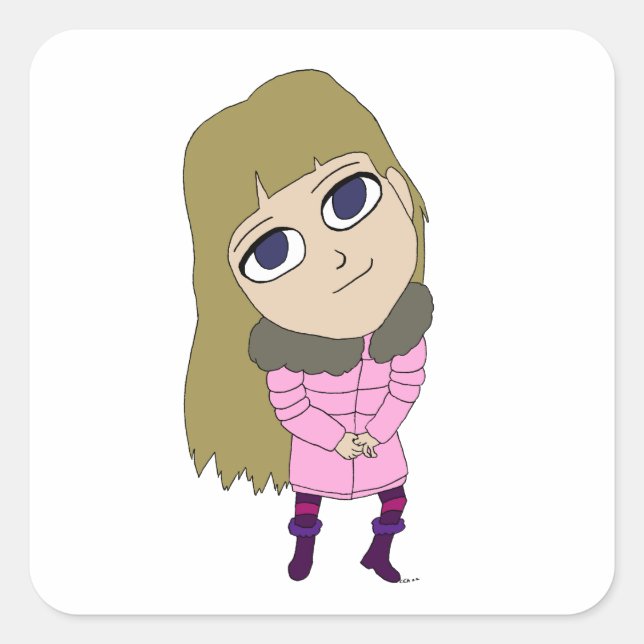 chibi fyrkantigt klistermärke (Framsida)