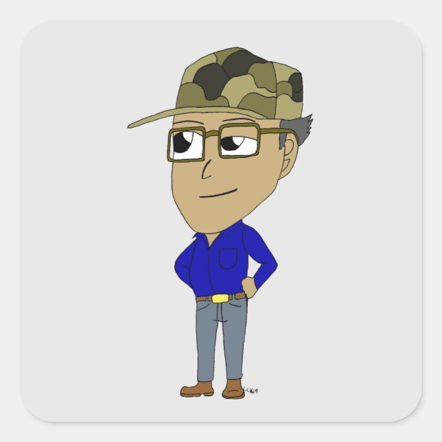 chibi fyrkantigt klistermärke (Framsida)