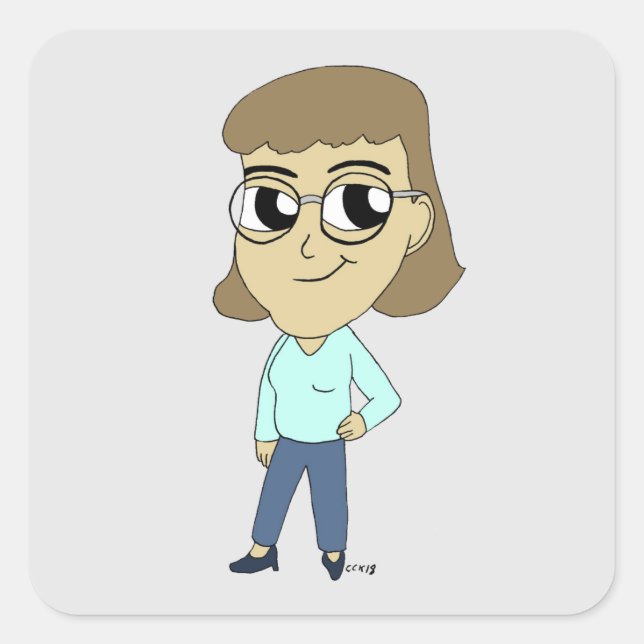 chibi fyrkantigt klistermärke (Framsida)