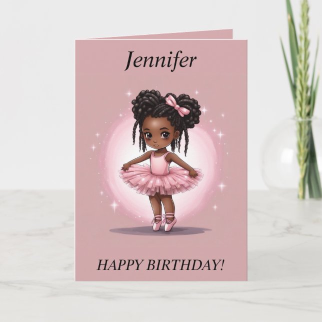 Chibi Girl dread Ballerina Birthday Card Helgkort (Framsida)
