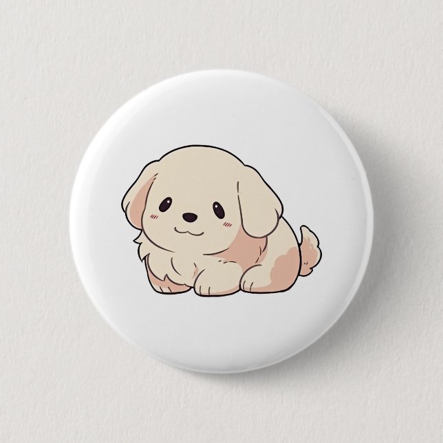Chibi Golden Retriever Puppy Knapp (Framsida)