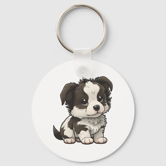 Chibi Gräns Collie Nyckelring (Framsida)