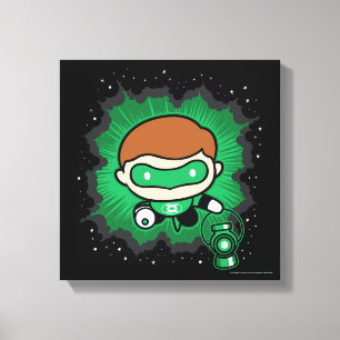 Chibi Grönt Lantern som flyger genom rymden Canvastryck