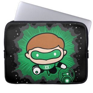 Chibi Grönt Lantern som flyger genom rymden Laptop Sleeve