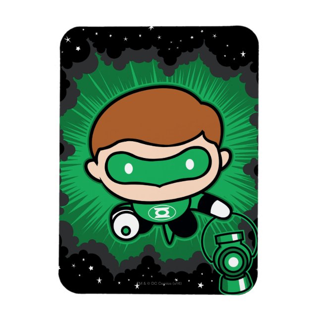 Chibi Grönt Lantern som flyger genom rymden Magnet (Vertikal)