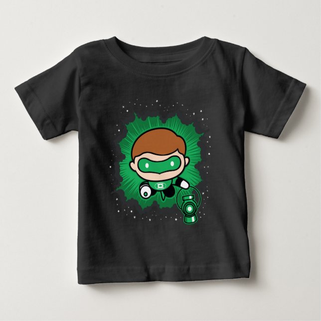 Chibi Grönt Lantern som flyger genom rymden T-shirt (Framsida)