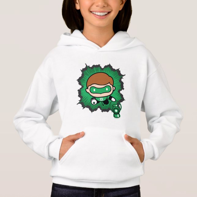 Chibi Grönt Lantern som flyger genom rymden T-shirt (Framsida)