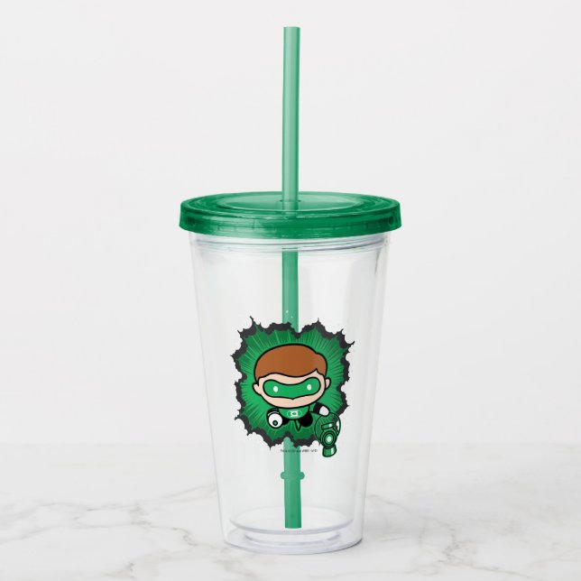 Chibi Grönt Lantern som flyger genom rymden Take Away Mugg (Framsida)