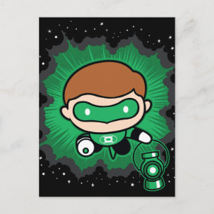 Chibi Grönt Lantern som flyger genom rymden Vykort