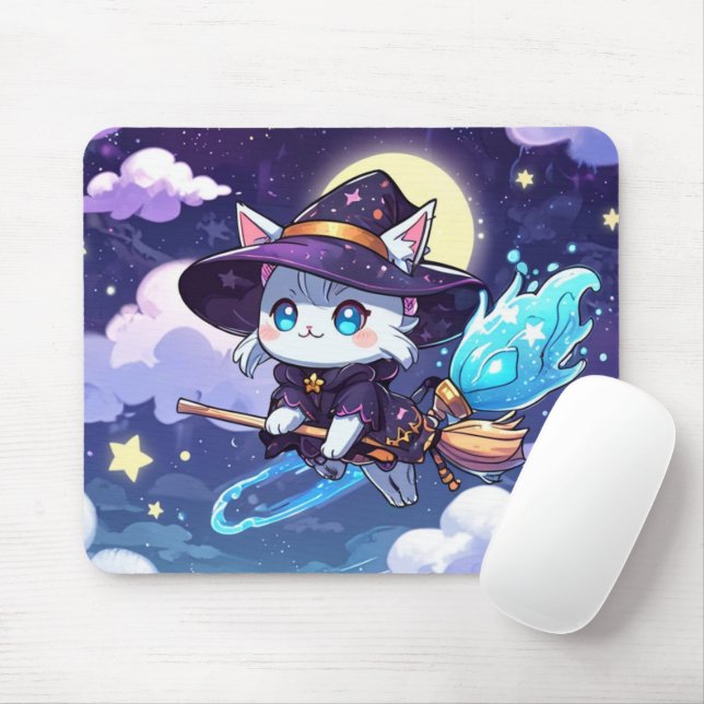Chibi Hälig Katt Flyger i Stjärnhimmel – Kawaii Ma Musmatta (Med mus)