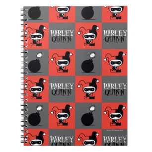 Chibi Harley Quinn Checker Mönster Anteckningsbok Med Spiral