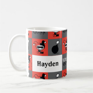 Chibi Harley Quinn Checker Mönster Kaffemugg