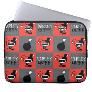 Chibi Harley Quinn Checker Mönster Laptop Sleeve
