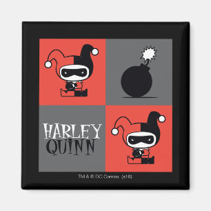 Chibi Harley Quinn Checker Mönster Magnet