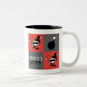 Chibi Harley Quinn Checker Mönster Två-Tonad Mugg