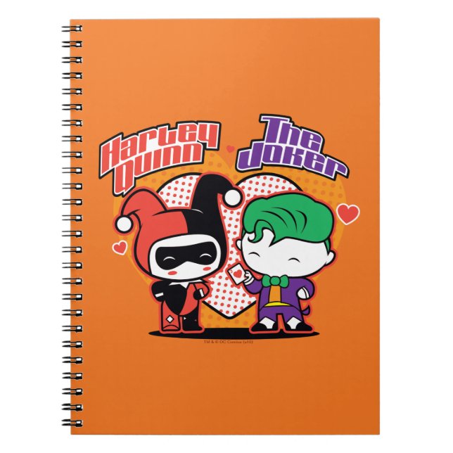 Chibi Harley Quinn & Chibi Joker Hearts Anteckningsbok Med Spiral (Framsidan)