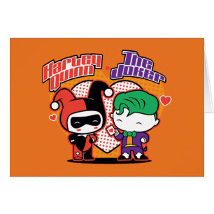 Chibi Harley Quinn & Chibi Joker Hearts Hälsningskort