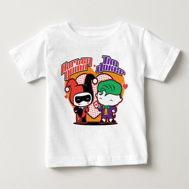 Chibi Harley Quinn & Chibi Joker Hearts Tee Shirt (Framsida)