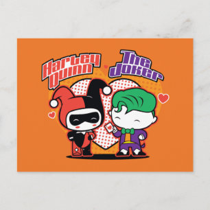 Chibi Harley Quinn & Chibi Joker Hjärtan Vykort