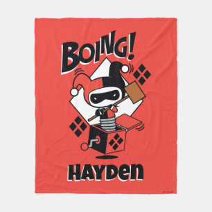 Chibi Harley-Quinn-in-A-box med hammer Fleecefilt