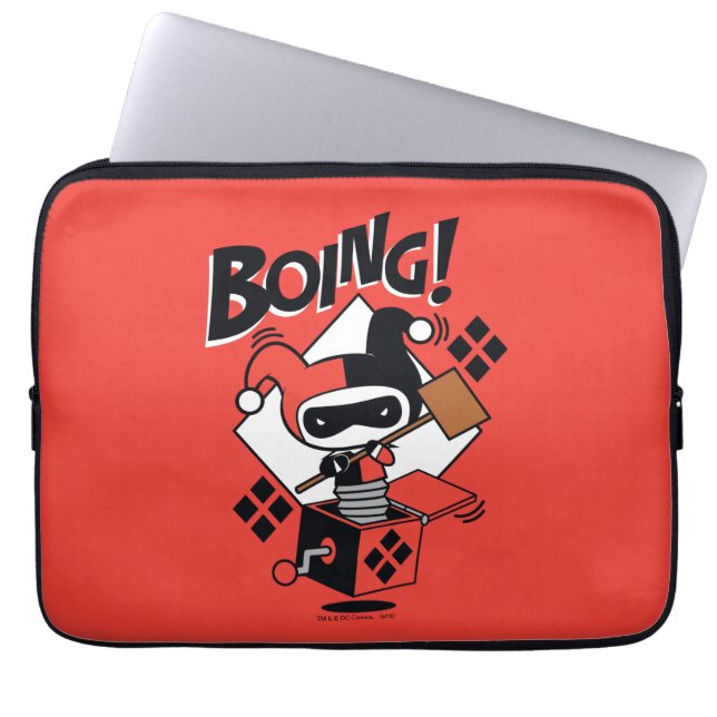 Chibi Harley-Quinn-in-A-box med hammer Laptop Fodral (Framsidan)
