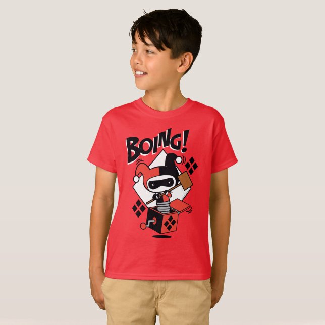Chibi Harley-Quinn-in-A-box med hammer T-shirt (Hel framsida)