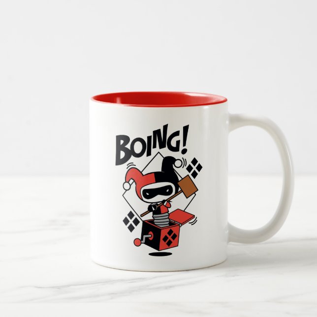 Chibi Harley-Quinn-in-A-box med hammer Två-Tonad Mugg (Höger)