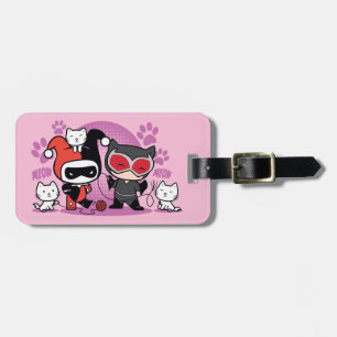 Chibi Harley Quinn och Chibi Catwomen med katter Bagagebricka