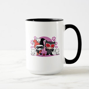 Chibi Harley Quinn och Chibi Catwomen med katter Mugg