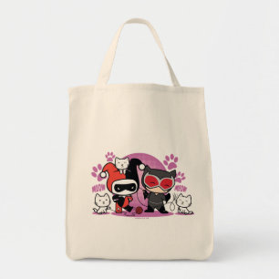 Chibi Harley Quinn och Chibi Catwomen med katter Tygkasse