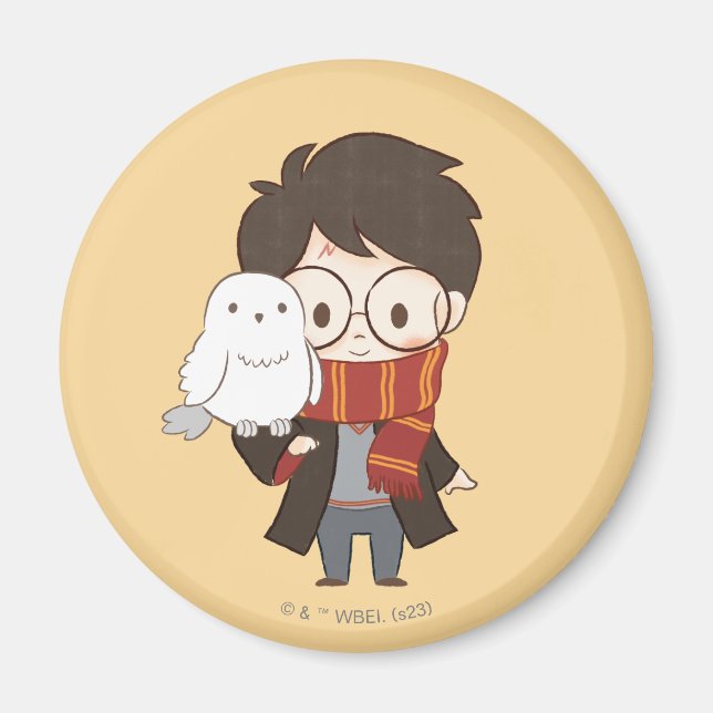 Chibi HARRY POTTER™ & Hedwig Magnet (Framsidan)