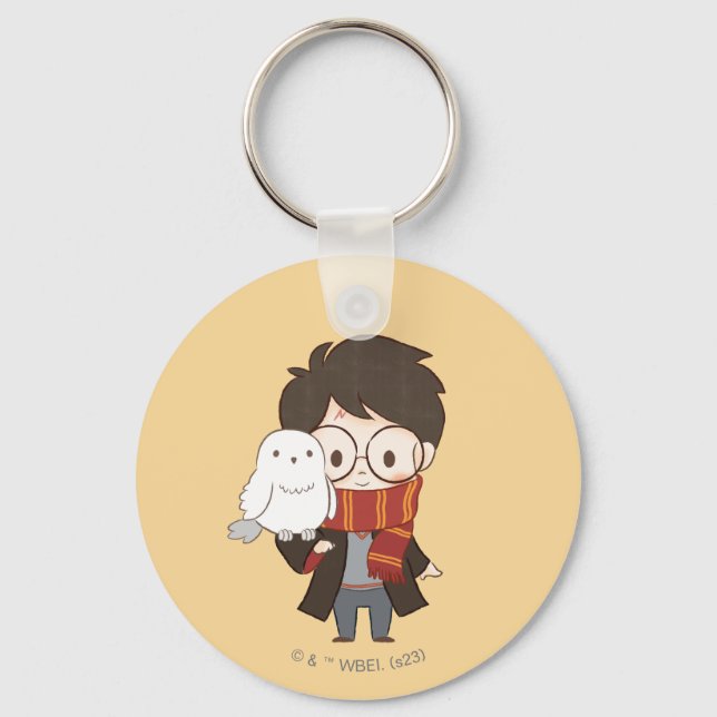 Chibi HARRY POTTER™ & Hedwig Nyckelring (Framsida)