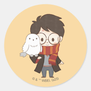 Chibi HARRY POTTER™ & Hedwig Runt Klistermärke