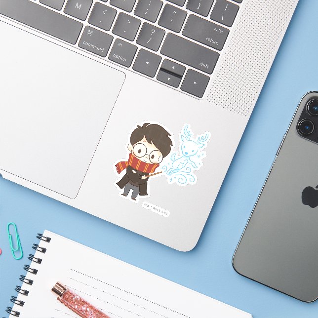 Chibi HARRY POTTER™ Patronus Klistermärken (Laptop med iPhone)