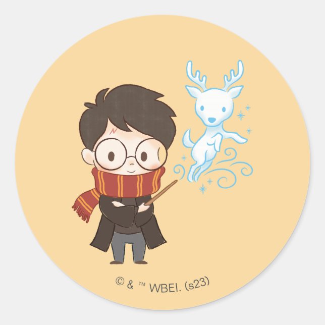 Chibi HARRY POTTER™ Patronus Runt Klistermärke (Framsida)