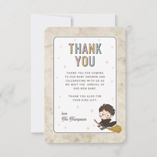 Chibi Harry Potter Trollkarl Baby Shower Tack Kort (Framsida)